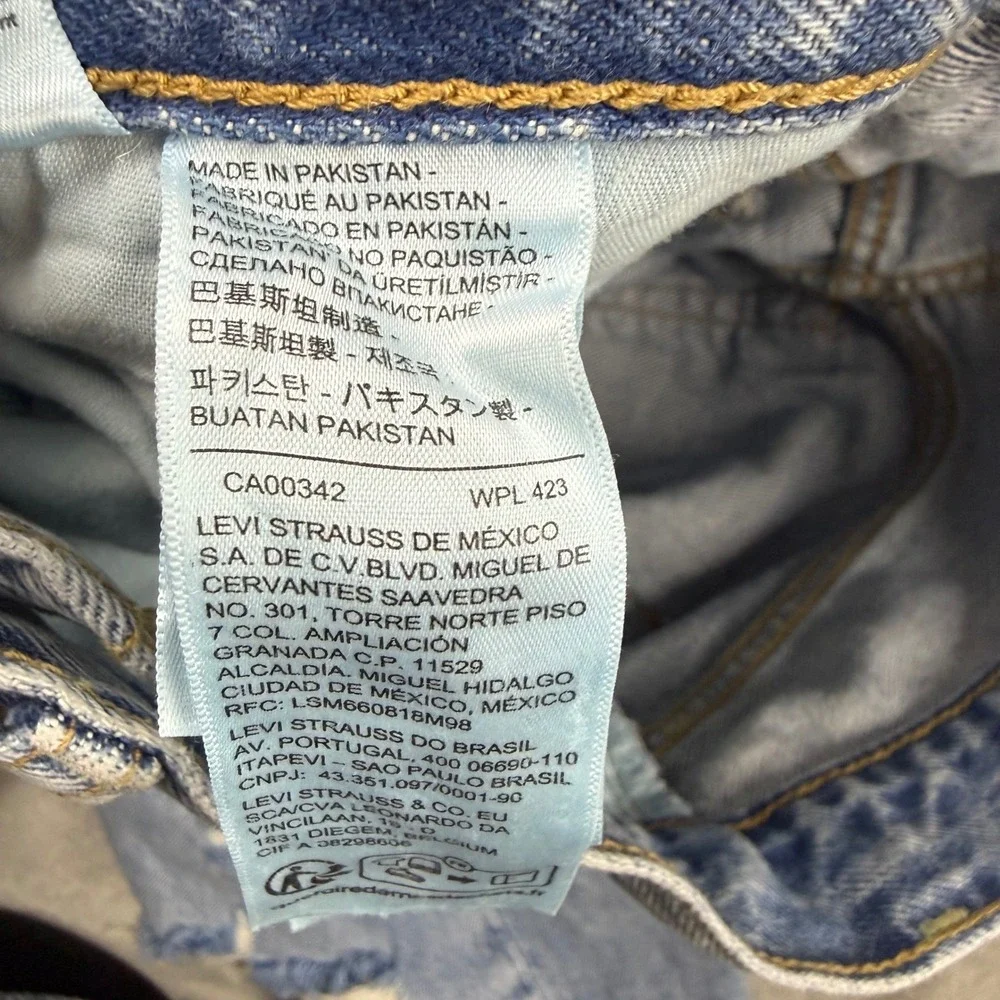 Levis Ribcage‎ Straight Ankle Womens 25 Light Wash Good Distressed Jeans 4309